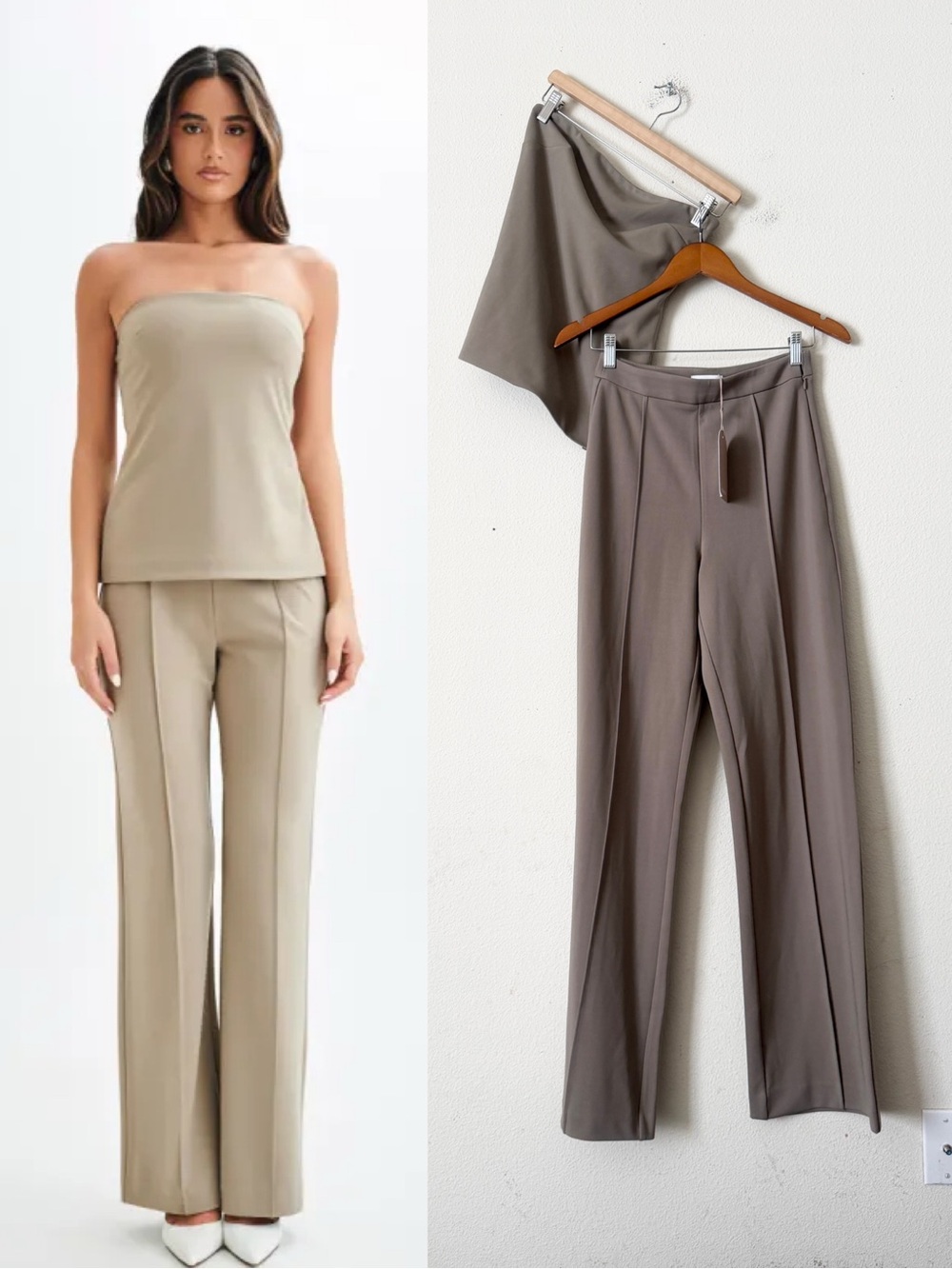 NWT Meshki SMALL/XS Antonia pants and top set in Mushroom brown